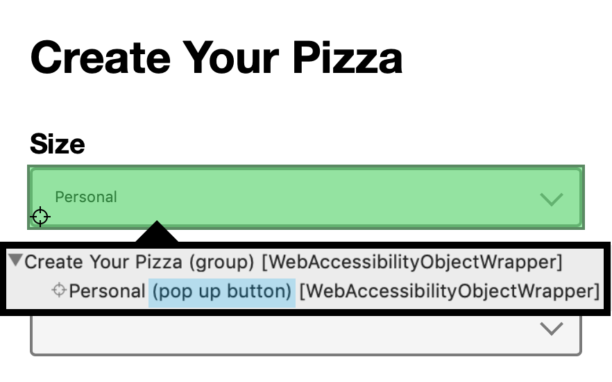 Inspecting the system accessibility mappings of a closed select element on mac