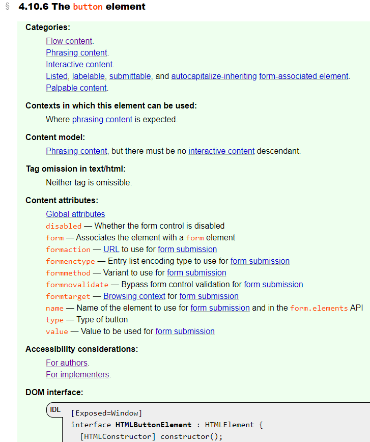 snap of html 4.10.6 The button element