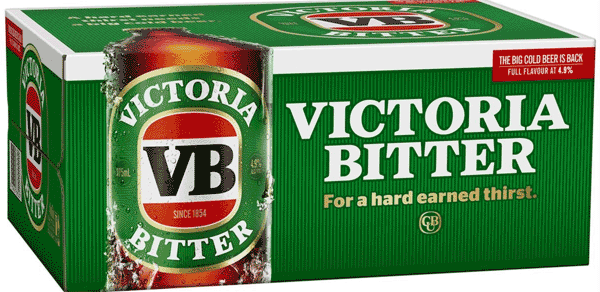 A slab of stubbies - 24 small bottles of Victoria Bitter (VB)